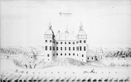 Slottsbyggnad, en smedja och kvarn