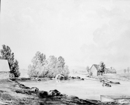 Utsikt över forsen och papperskvarnen