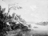 Utsikt mot Hinsebergs gård och Näsby kyrka