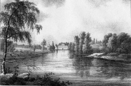Vy över dammen och herrgården