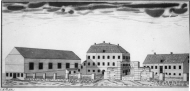 Hushagen(?). Huvudbyggnaderna