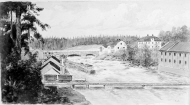 Utsikt av forsen och herrgården