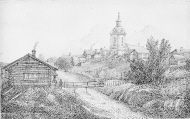 Utsikt med kyrkan